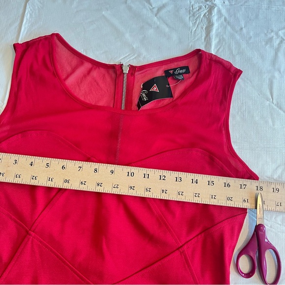 Guess SL Hedy Fitted Paneled Sleeveless Dress Red Mesh Accent (U1-2) - Picture 10 of 14